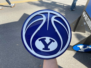Royal and White Steel Decorative BYU Basketball Wall Sign